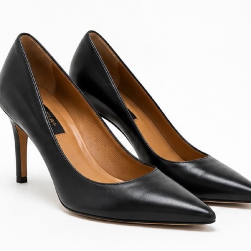 Via Spiga Black Leather Pointed Toe Pumps Women’s Size 9 Made in Italy Heels